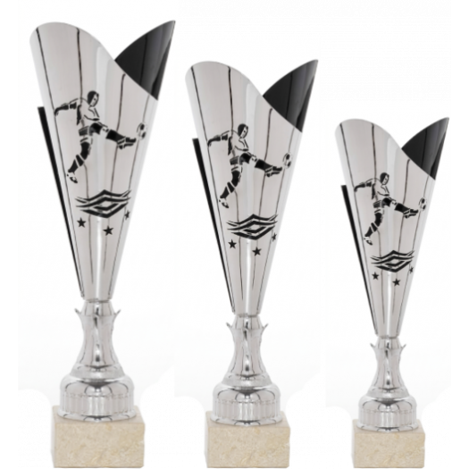 Copa Láser en plata y negro de fútbol de Trofeos Marvi