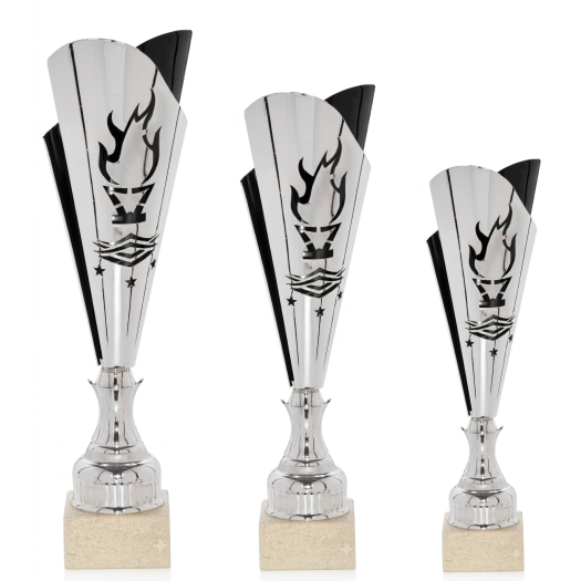 Copa Láser en Plata y Negro Alegórica para todos los deportes de Trofeos Marvi