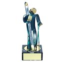 Trofeo Figura latón oxidado verde cm 18 Esquí varios tamaños.  Ref - BP600/1EQ