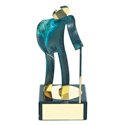 Trofeo Figura latón oxidado verde cm 18 Montañismo varios tamaños.  Ref - BP600/1EX