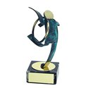 Trofeo Figura latón oxidado verde cm 18 Gimnasia rítmica varios tamaños.  Ref - BP600/1GR